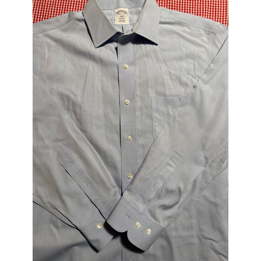Brooks Brothers Regent Fit Non Iron Dress Shirt Mens 16.5 2/3 Blue Cotton
